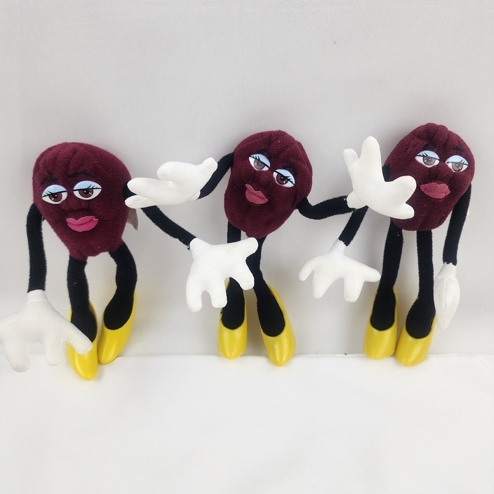 Vtg Lot‎ of 3 Applause 1988 California Raisins Bendable Poseable Plush 5.5" Doll